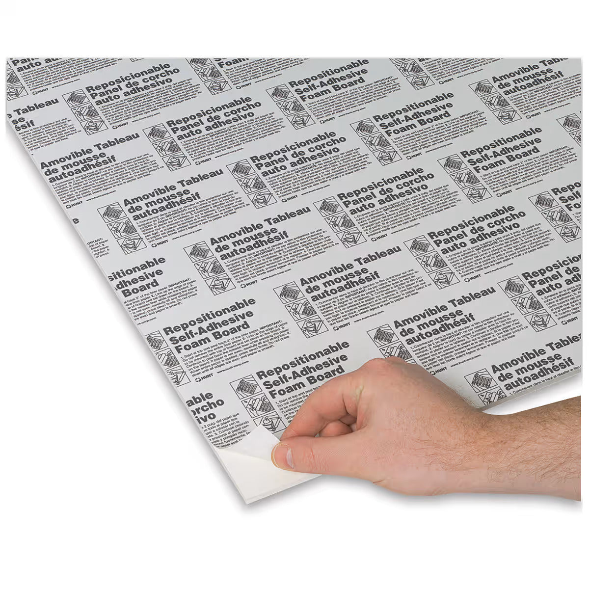 Black high-tack adhesive foam board with black core and black facers
