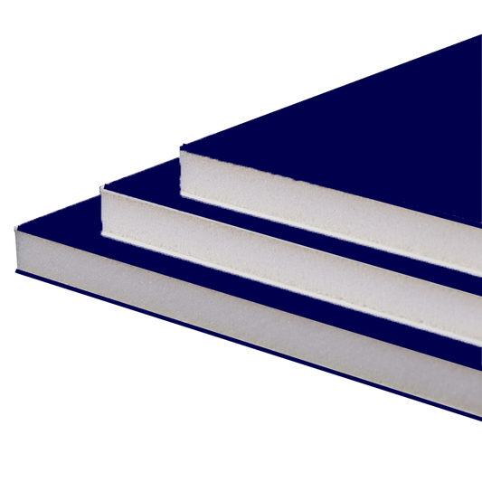 Navy blue foam board with white core for displays and signage