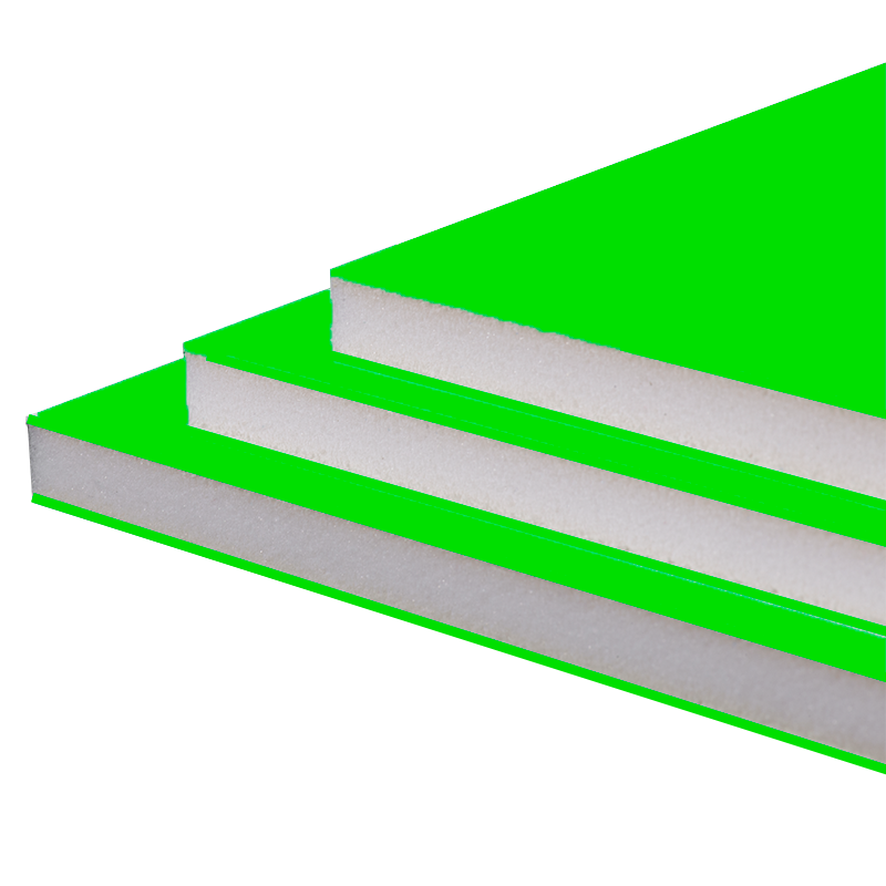 Neon green foam board with white core for high visibility displays