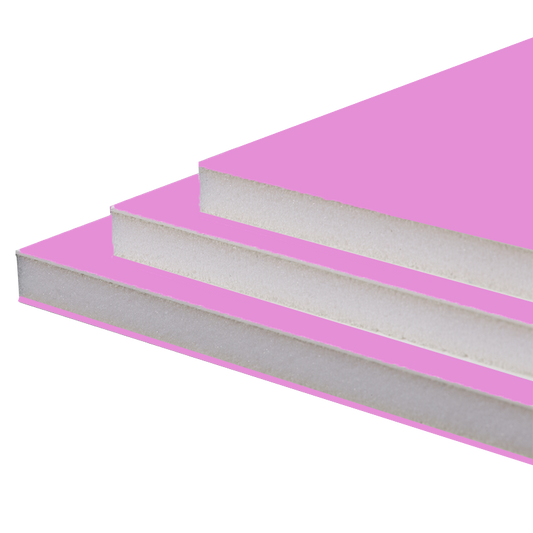 Pink foam board with white core for baby shower and party displays
