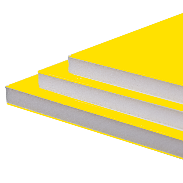 Yellow foam board with white core for cheerful and sunny displays